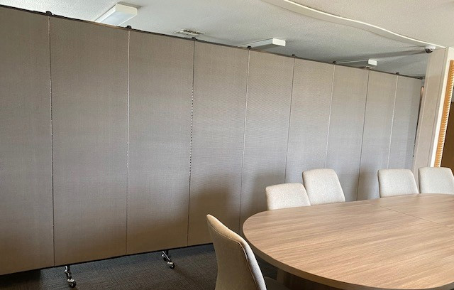 temporary visual barrier in a meeting room space