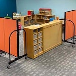 Kindergarten Classroom Divided with short orange divider