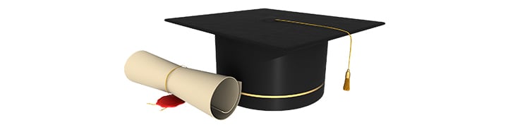 black graduation cap and diploma