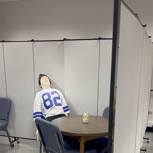 Dummy placed in a classroom setting