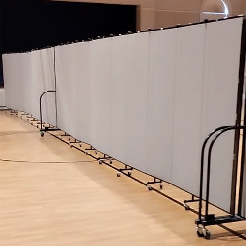 Gray room dividers in a gym
