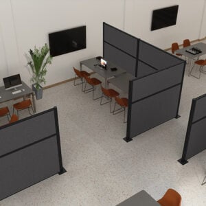 Gray cubicles partially surrounding