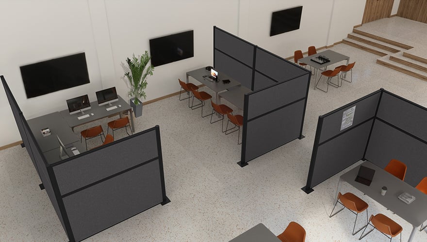 Gray cubicles partially surrounding