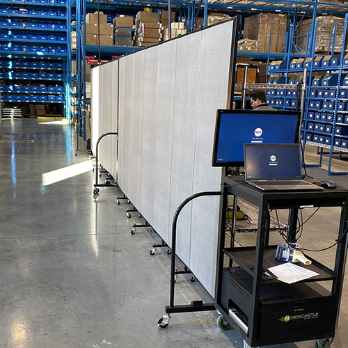 Warehouse Division of Stock Items Screenflex Portable Room Dividers